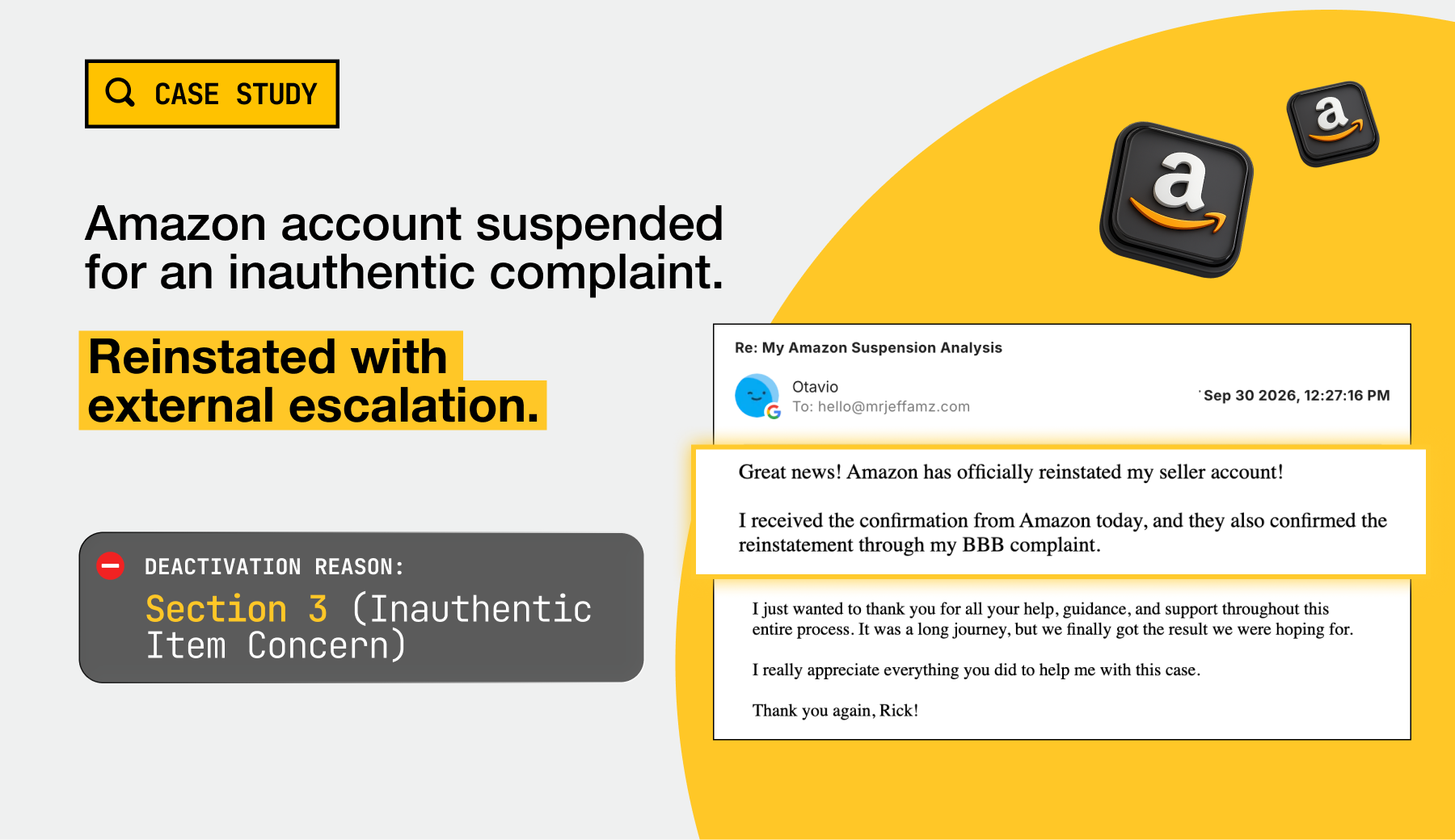 Amazon Inauthentic Item Suspension: Account Reinstated After Failed Appeals